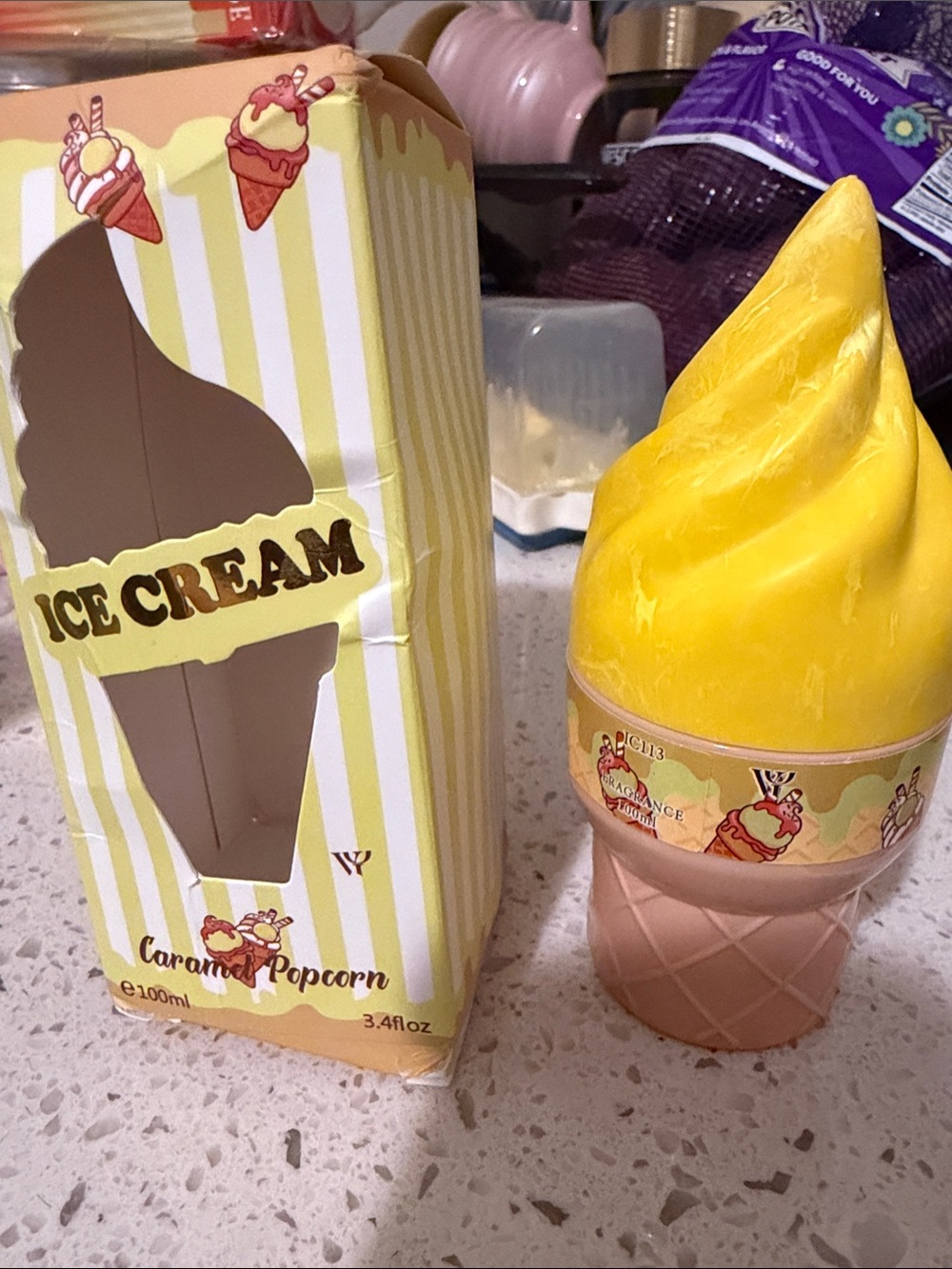 Ice Cream Caramel Popcorn Scented Body Cream - Yellow